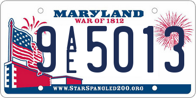 MD license plate 9AE5013