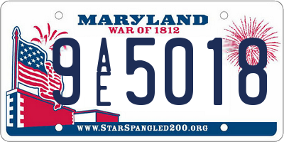 MD license plate 9AE5018