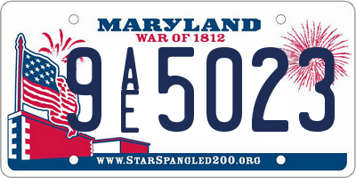 MD license plate 9AE5023