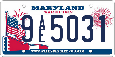 MD license plate 9AE5031