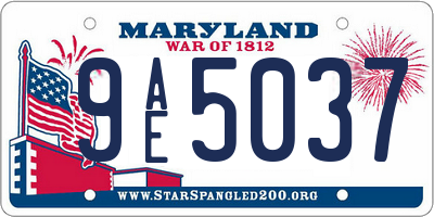 MD license plate 9AE5037