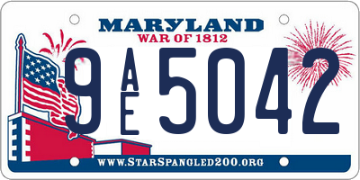 MD license plate 9AE5042