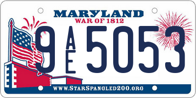 MD license plate 9AE5053