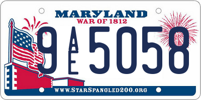 MD license plate 9AE5058