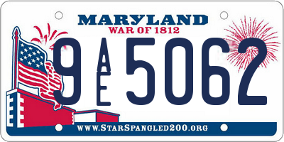 MD license plate 9AE5062