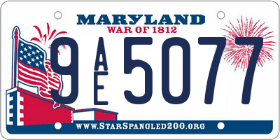 MD license plate 9AE5077