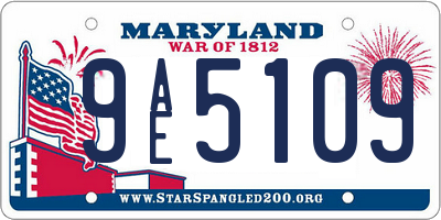 MD license plate 9AE5109