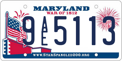 MD license plate 9AE5113