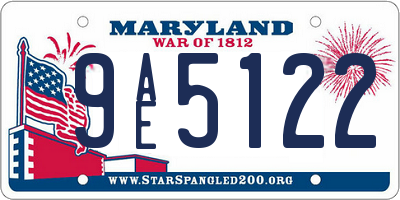 MD license plate 9AE5122
