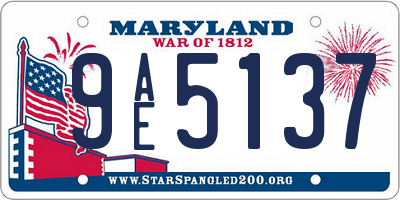 MD license plate 9AE5137