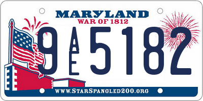 MD license plate 9AE5182