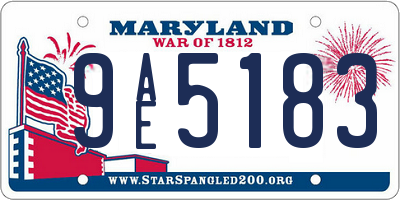 MD license plate 9AE5183