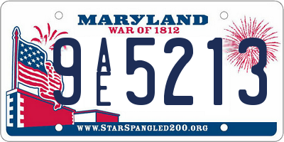 MD license plate 9AE5213