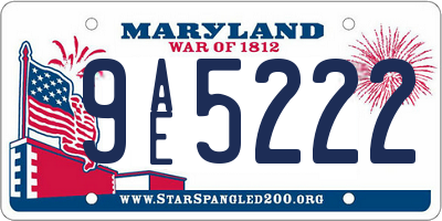 MD license plate 9AE5222