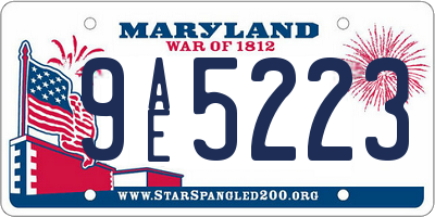 MD license plate 9AE5223