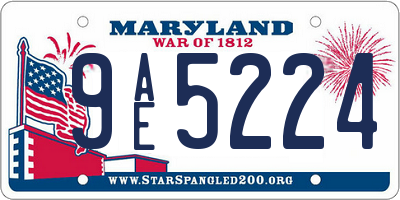 MD license plate 9AE5224