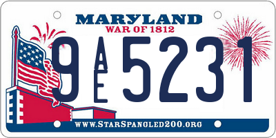 MD license plate 9AE5231