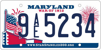 MD license plate 9AE5234