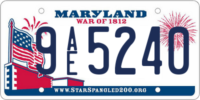 MD license plate 9AE5240
