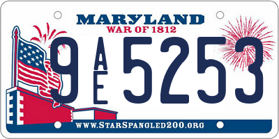 MD license plate 9AE5253