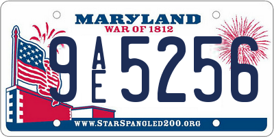 MD license plate 9AE5256
