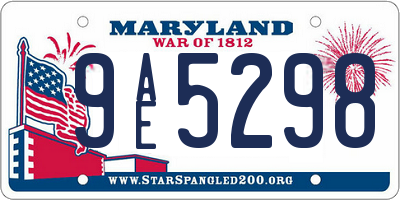 MD license plate 9AE5298