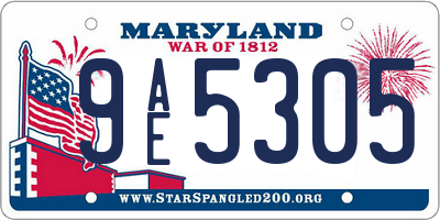MD license plate 9AE5305