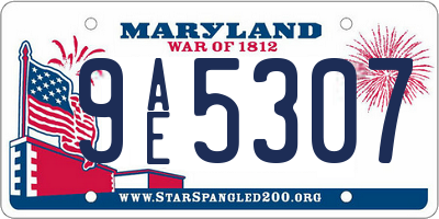 MD license plate 9AE5307