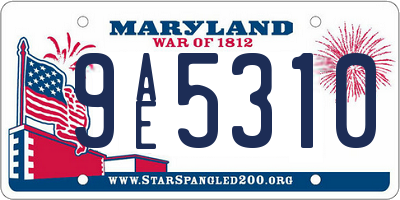 MD license plate 9AE5310