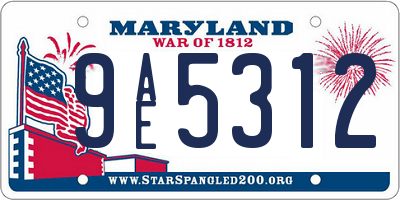 MD license plate 9AE5312