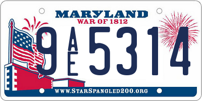 MD license plate 9AE5314