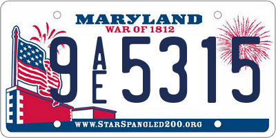 MD license plate 9AE5315