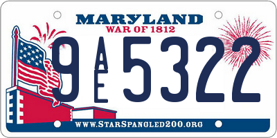 MD license plate 9AE5322