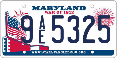 MD license plate 9AE5325