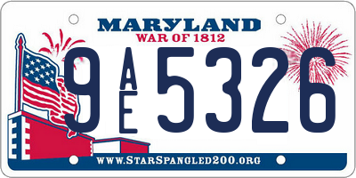 MD license plate 9AE5326