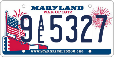 MD license plate 9AE5327