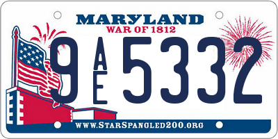 MD license plate 9AE5332