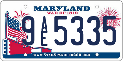 MD license plate 9AE5335