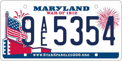 MD license plate 9AE5354