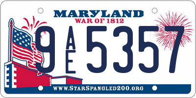 MD license plate 9AE5357