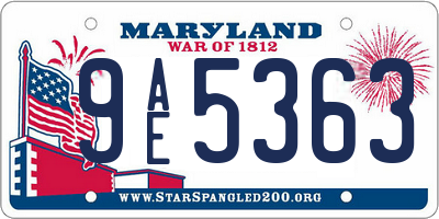 MD license plate 9AE5363