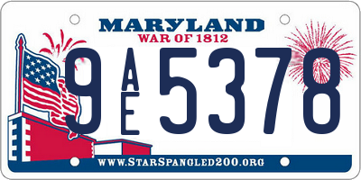 MD license plate 9AE5378