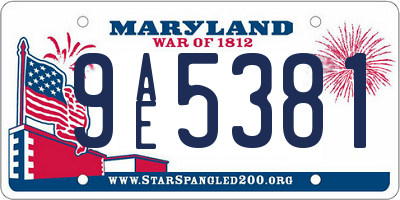 MD license plate 9AE5381