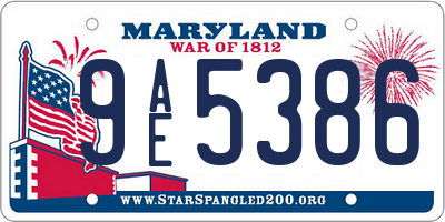 MD license plate 9AE5386