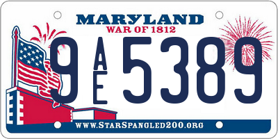 MD license plate 9AE5389