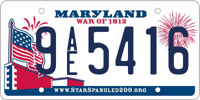 MD license plate 9AE5416