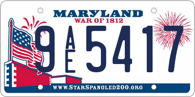 MD license plate 9AE5417