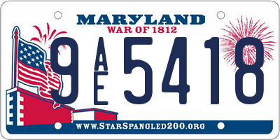 MD license plate 9AE5418