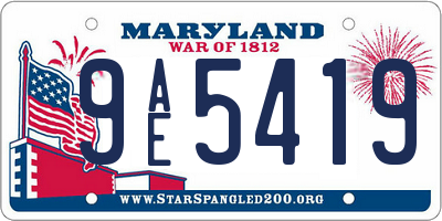 MD license plate 9AE5419