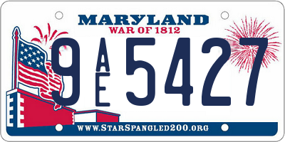 MD license plate 9AE5427
